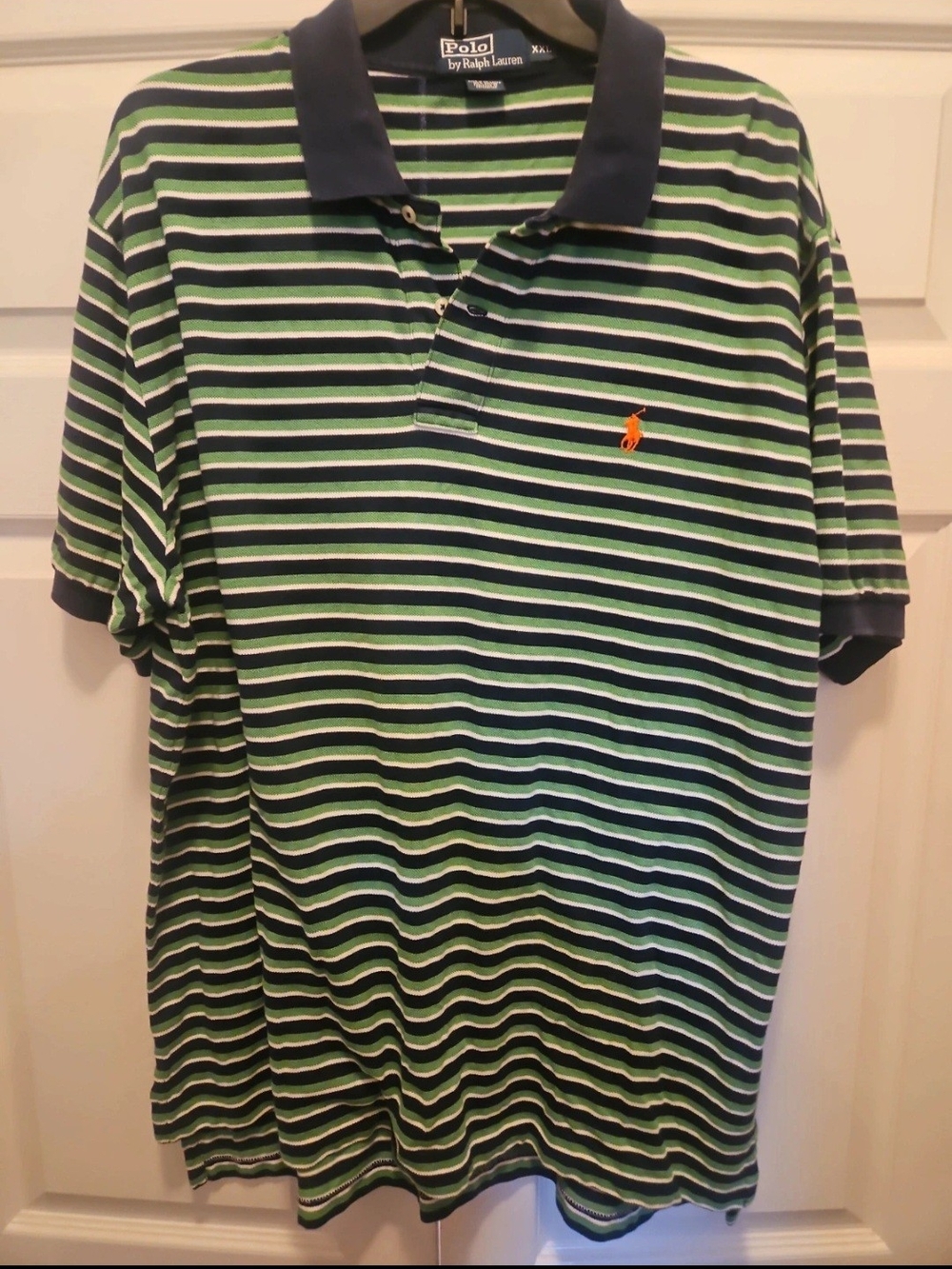 Classic Polo Ralph Lauren Striped Polo Shirt Navy Green Orange XXL